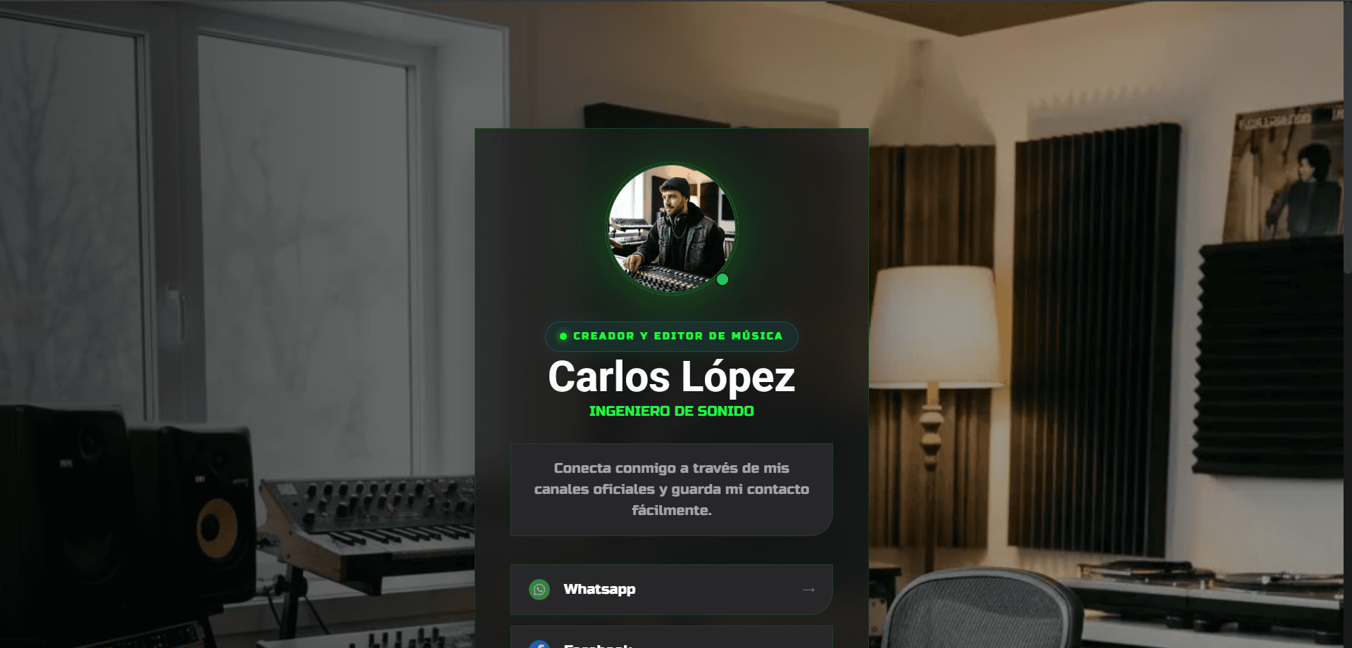 Plantilla profesional de tarjeta digital personal optimizada para networking.