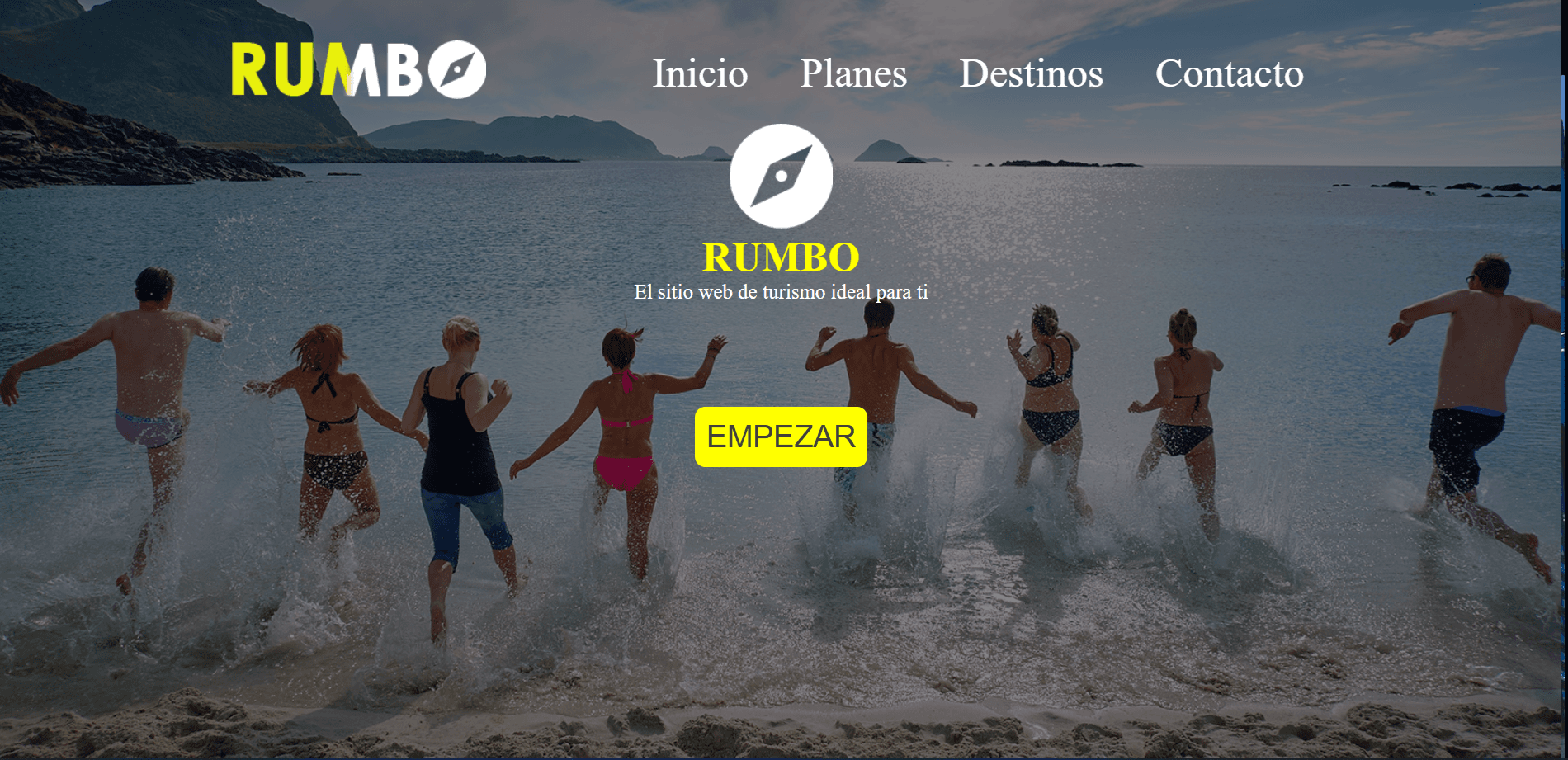 Landing page de una agencia de viajes mostrando destinos turísticos y paquetes vacacionales.